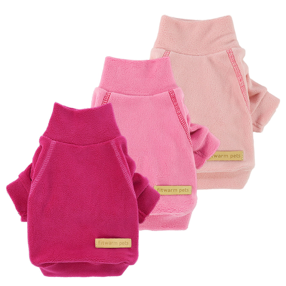 Fitwarm sudadera para perro con cuello alto en rosa, cálida y suave.