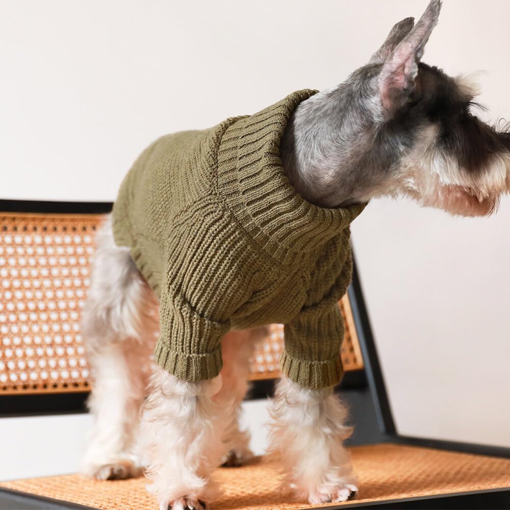Fitwarm suéter para perro verde sage, corte alto en barriga para paseos