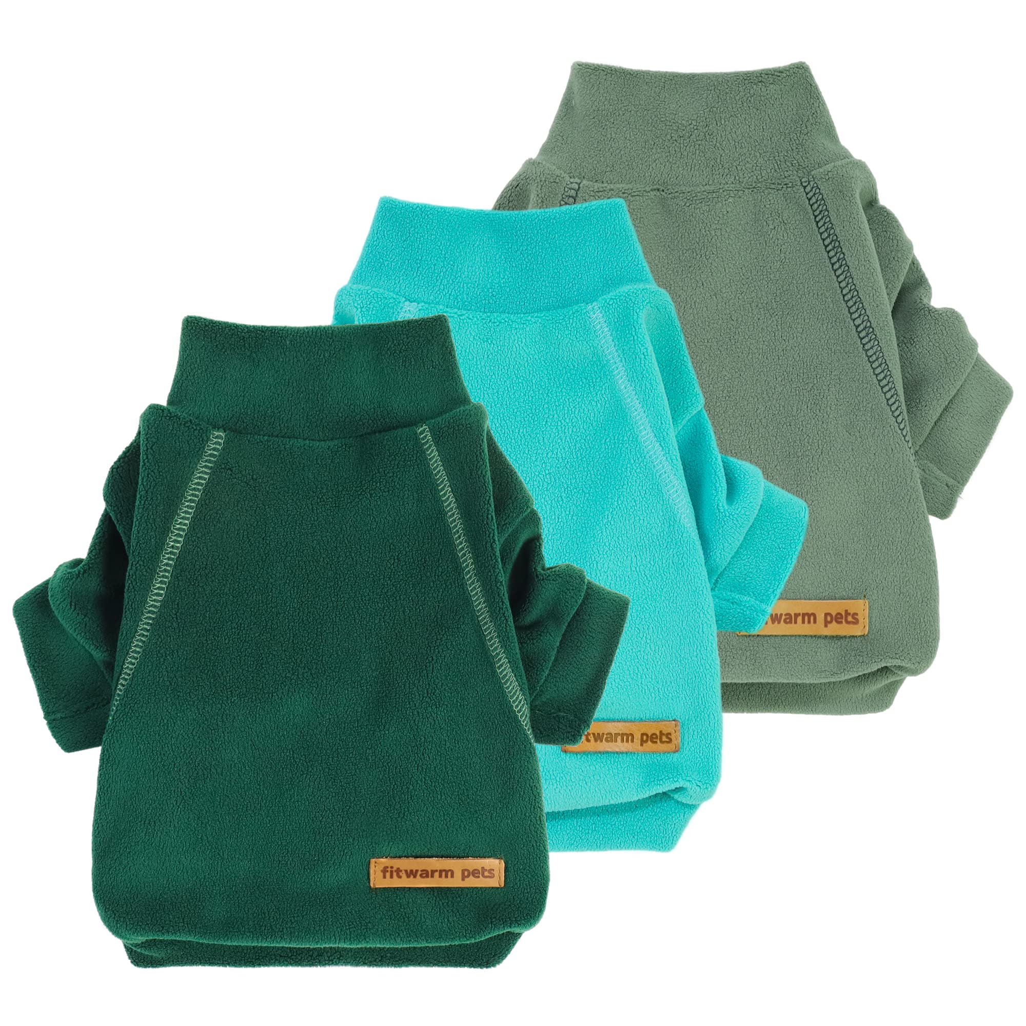 Fitwarm tres-pack de suéter polar para perro, cuello alto, ideal para paseos fríos.