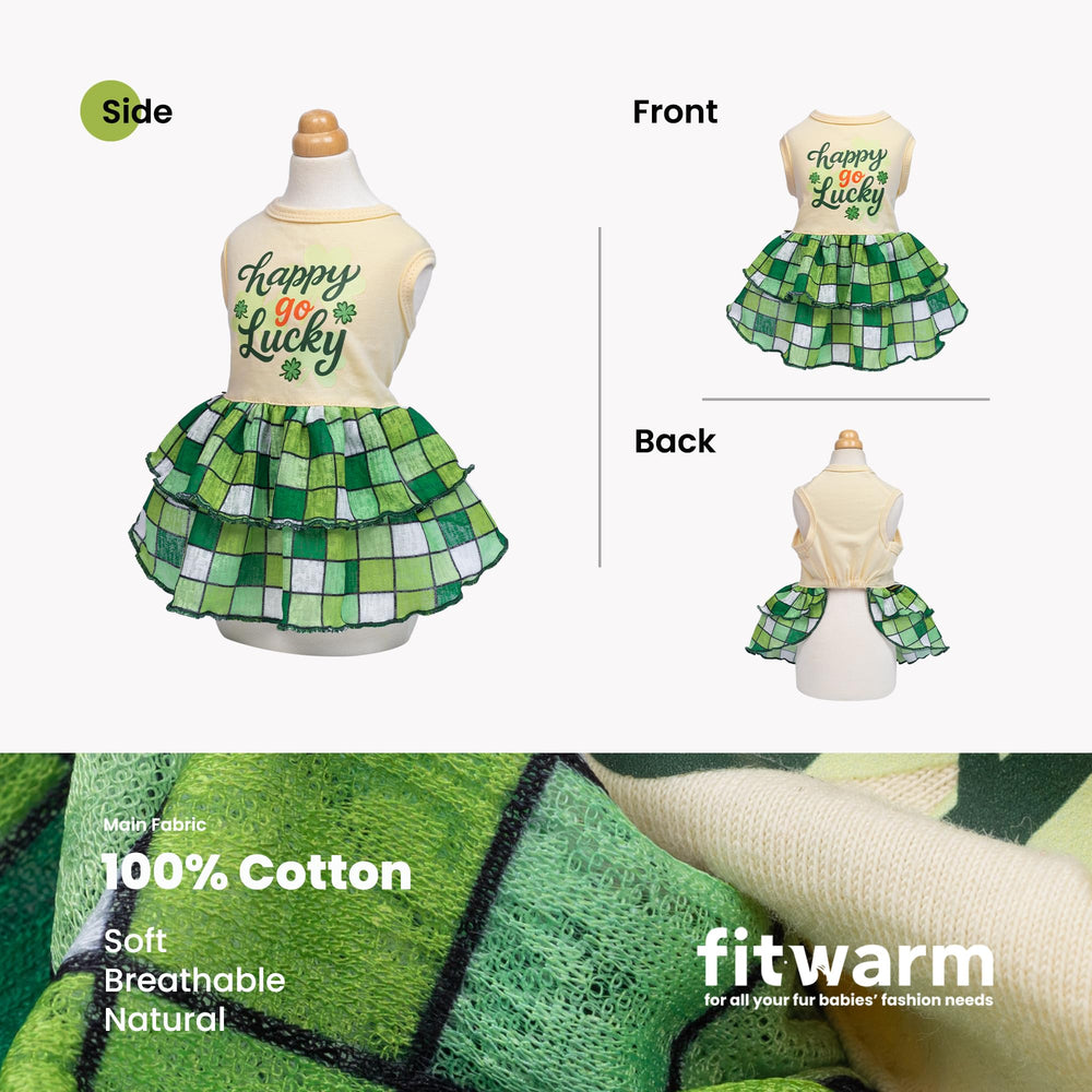 Vestido Fitwarm para perro, falda plisada de cuadros con movimiento elegante.