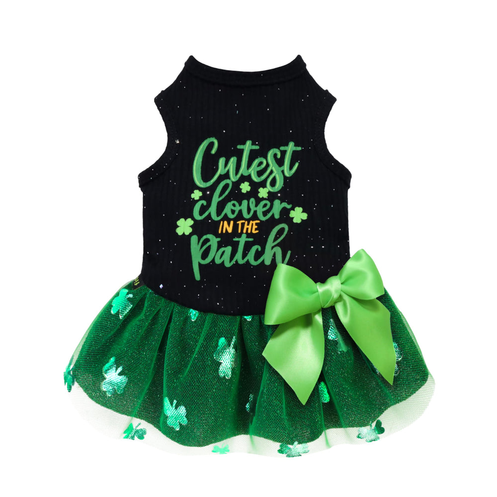 Fitwarm vestidito para perro con trébol y San Patricio, ideal para fotos festivas.