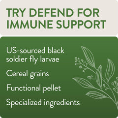 Defend de FLOCKLEADER, ingredientes clave visibles, con vitaminas y aminoácidos