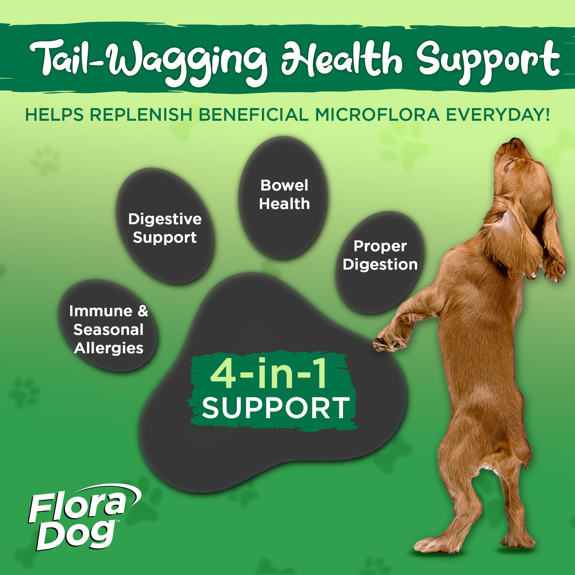 Vital Planet Flora Dog comprimidos masticables sabor carne para perros.