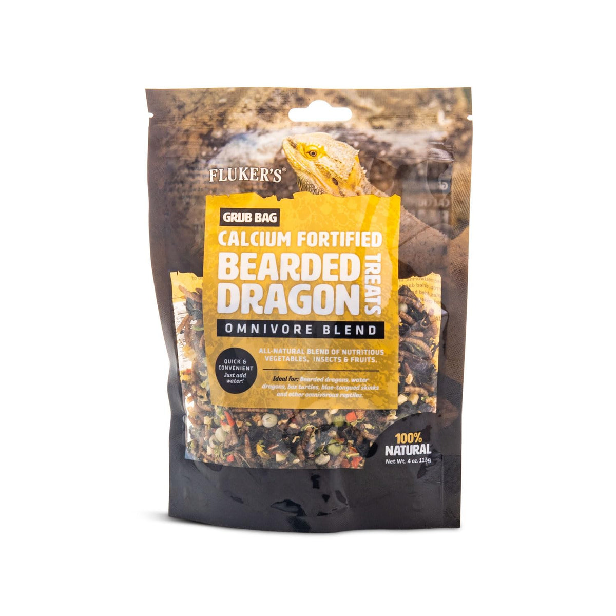 Fluker's calcio fortificado para reptiles, bolsa de bichos para reptiles, alimentación mineral.