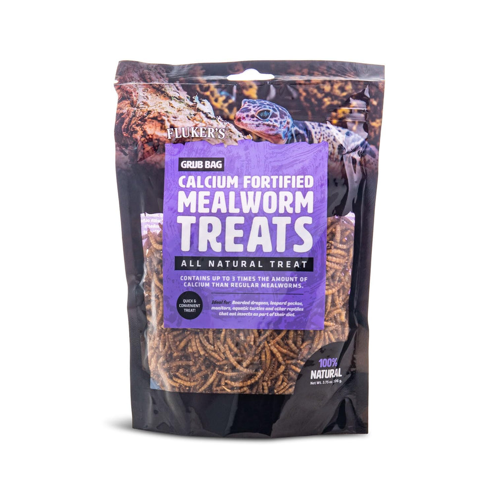 Fluker’s Grub Bag con gusanos de harina fortificados con calcio para reptiles.