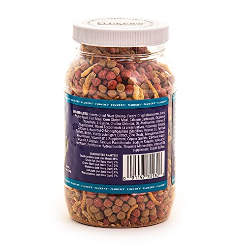 Fluker's pellets enriquecidos: pellets flotantes para una observación fácil de la comida.
