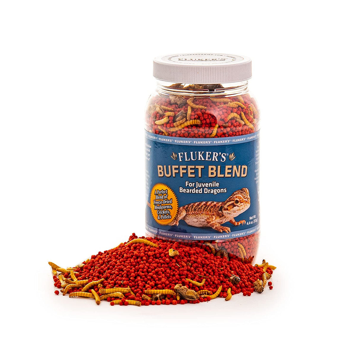Fluker's Buffet Blend, bolsa lista para dragón barbudo juvenil, comida práctica.