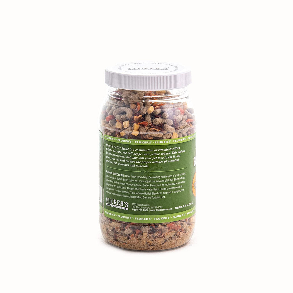Fluker's Buffet Blend con calcio y vitaminas para caparazón saludable de tortugas.