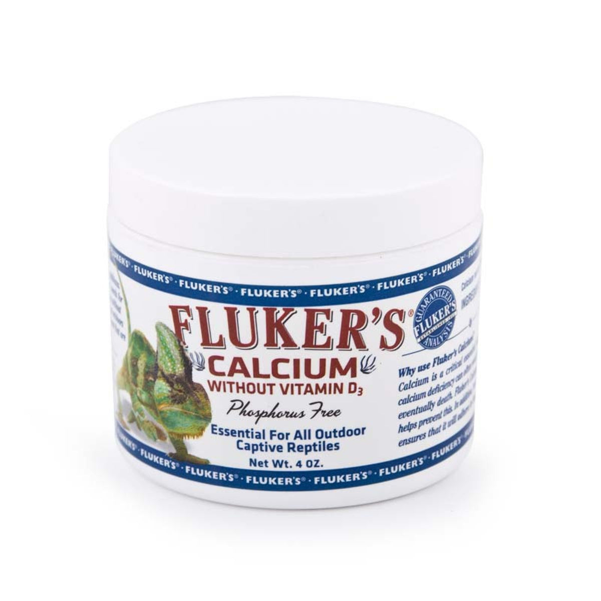 Fluker's calcio para reptiles sin D3, polvo fácil de aplicar en uso diario