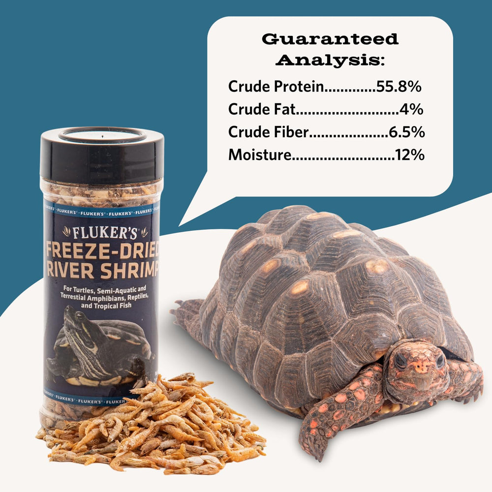 Fluker's camarones del río liofilizados, complemento sabroso para dietas de reptiles.