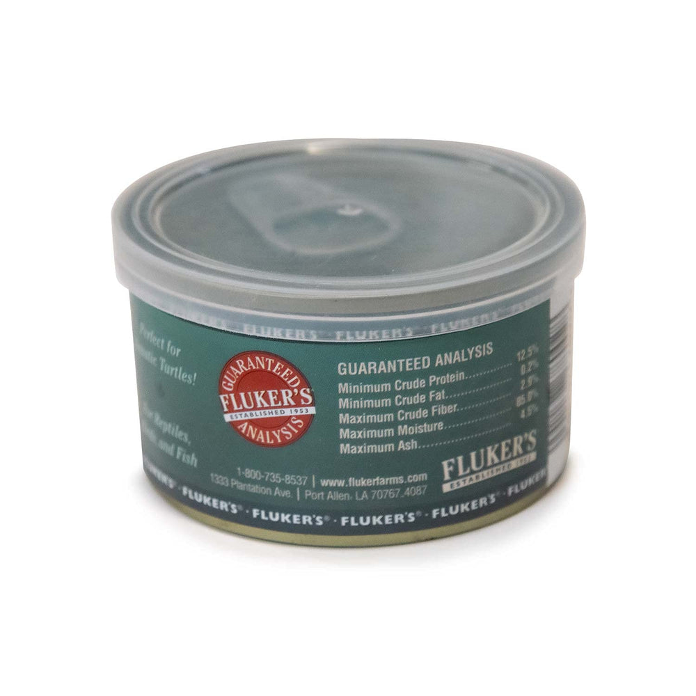 Fluker's Gourmet en lata abierta con camarones, listo para servir.