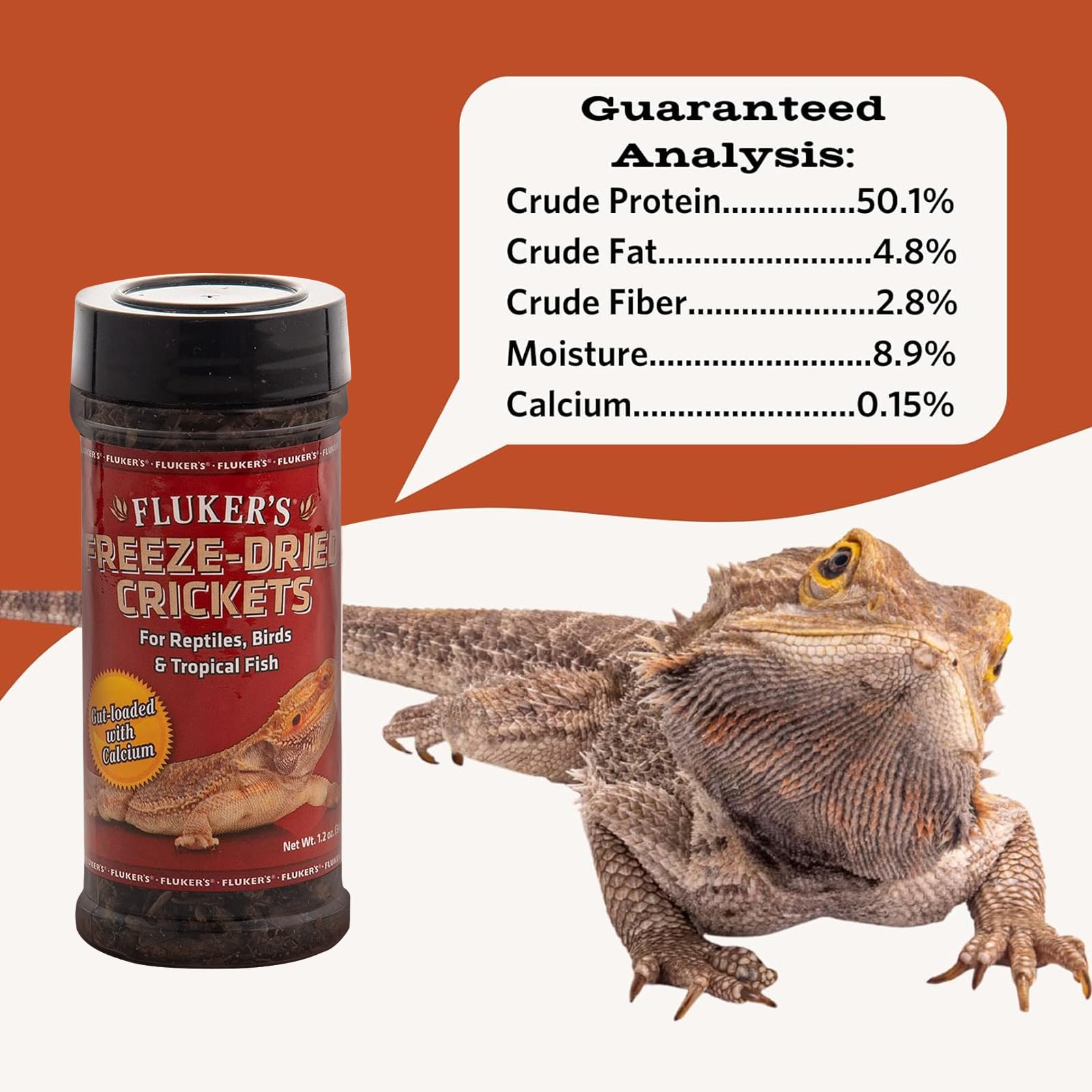 Grillos liofilizados Fluker's para geckos, nutrición equilibrada