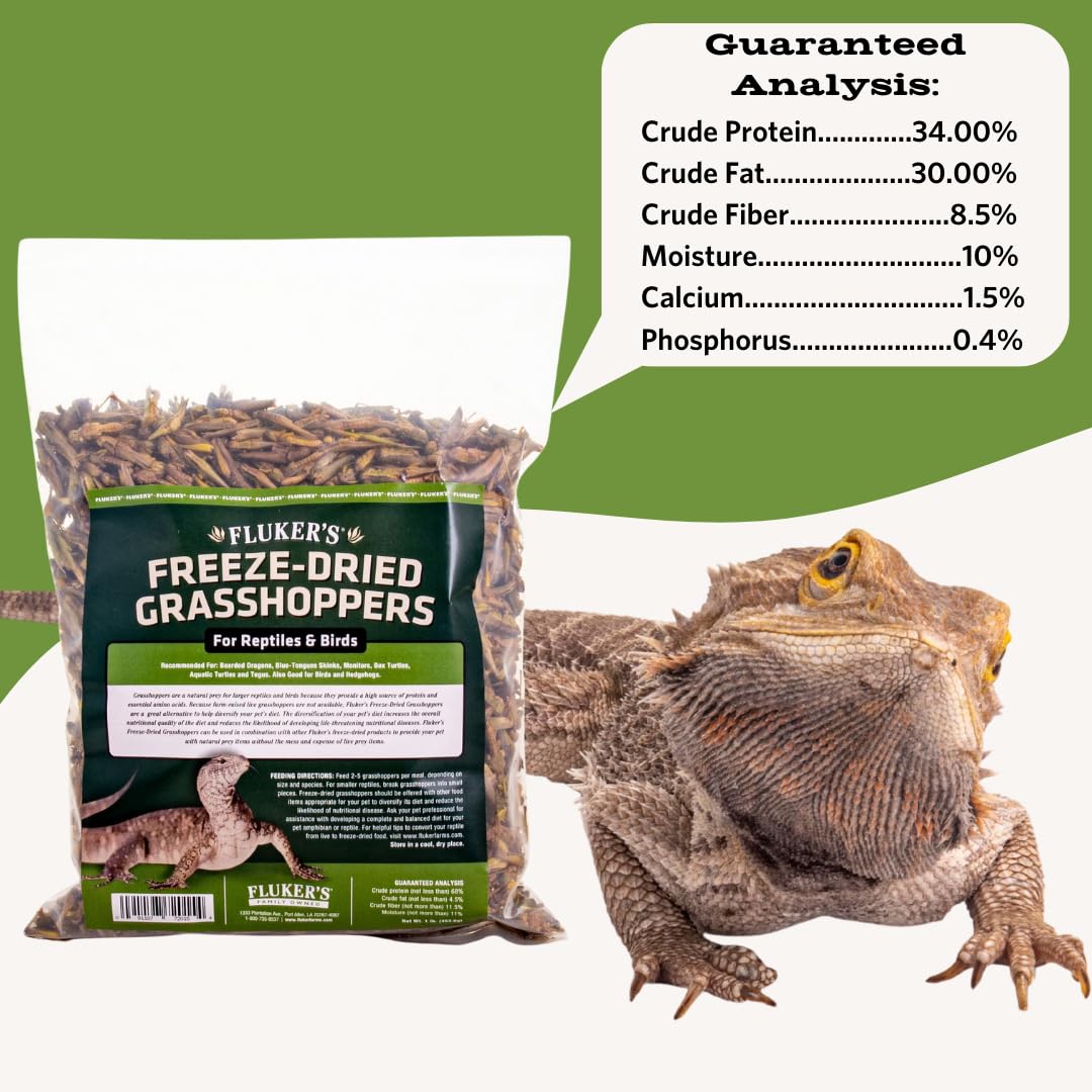 Detalle de grillos deshidratados Fluker's, textura crujiente para reptiles.