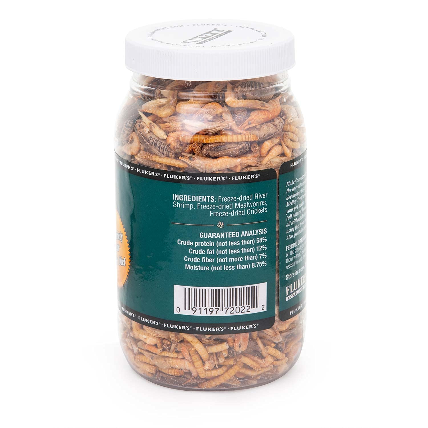 Mezcla de camarones, gusanos y grillos liofilizados para Fluker's Medley.
