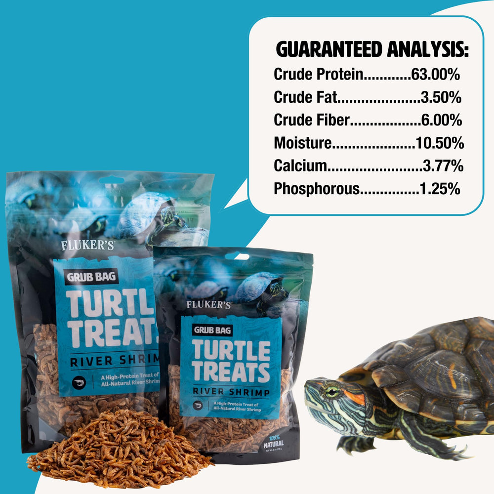 Fluker's Grub Bag, tortugas comiendo, proteína de calidad.