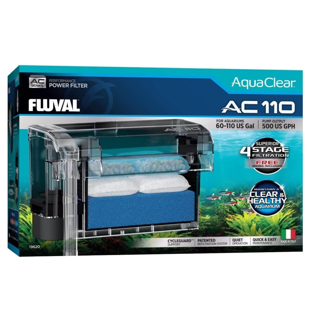 Fluval AC110 filtrador de agua con media, flujo estable para acuario.