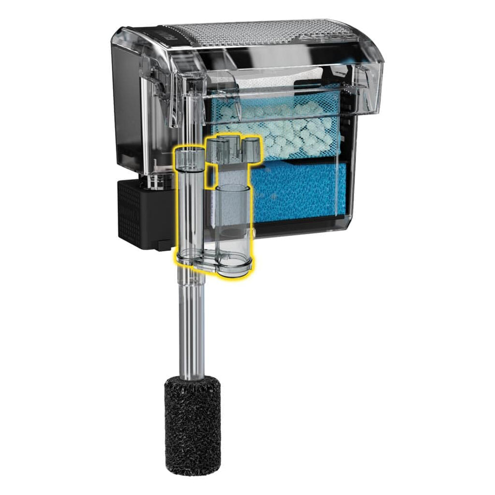 Fluval depurador de superficie: flotador autoajustable en acción.