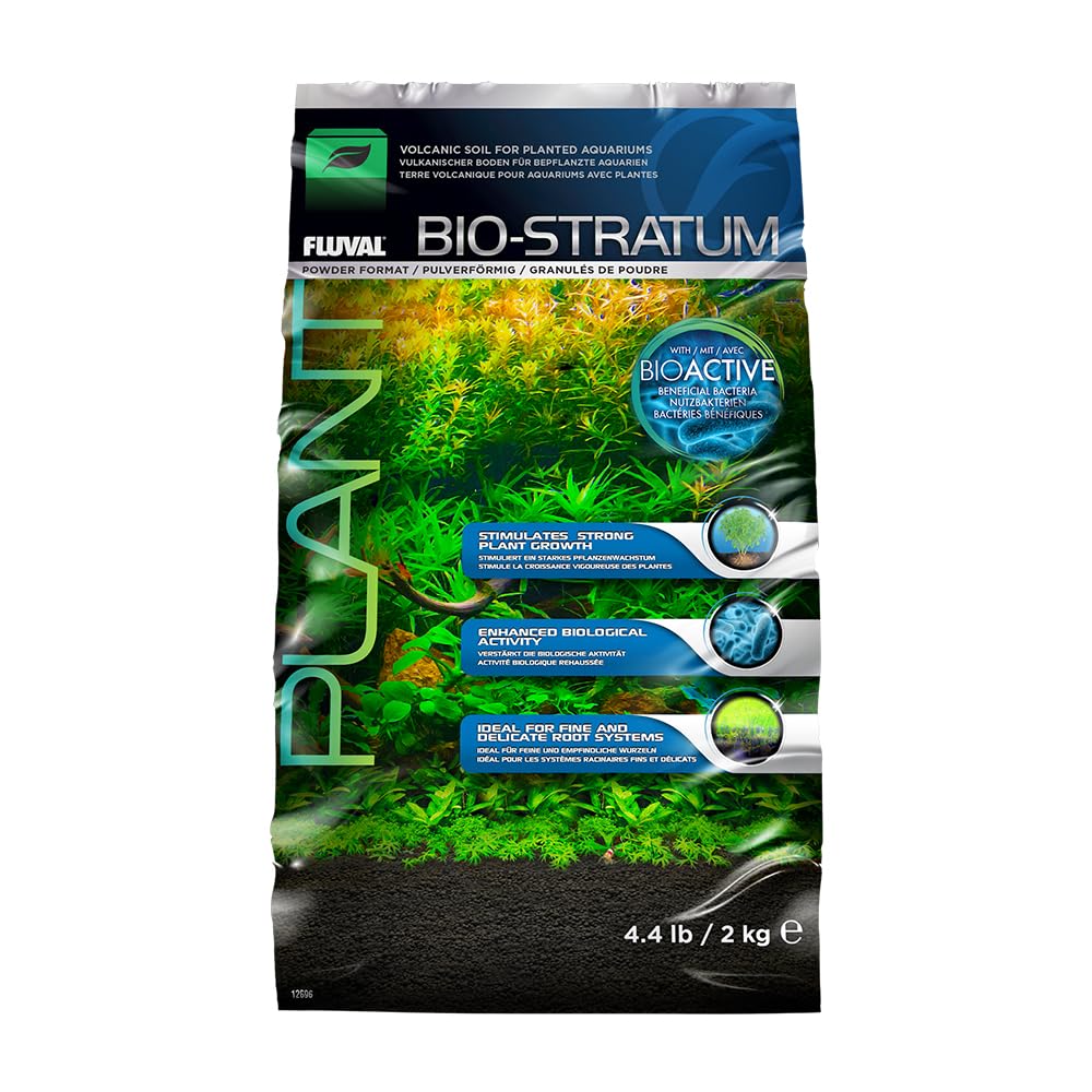 Fluval Bio-Stratum, sustrato volcánico granulado fino, favorece crecimiento sano de plantas.
