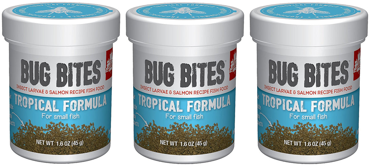 Fluval Bug Bites Tropical tres botes, apoyo a una dieta equilibrada para peces tropicales