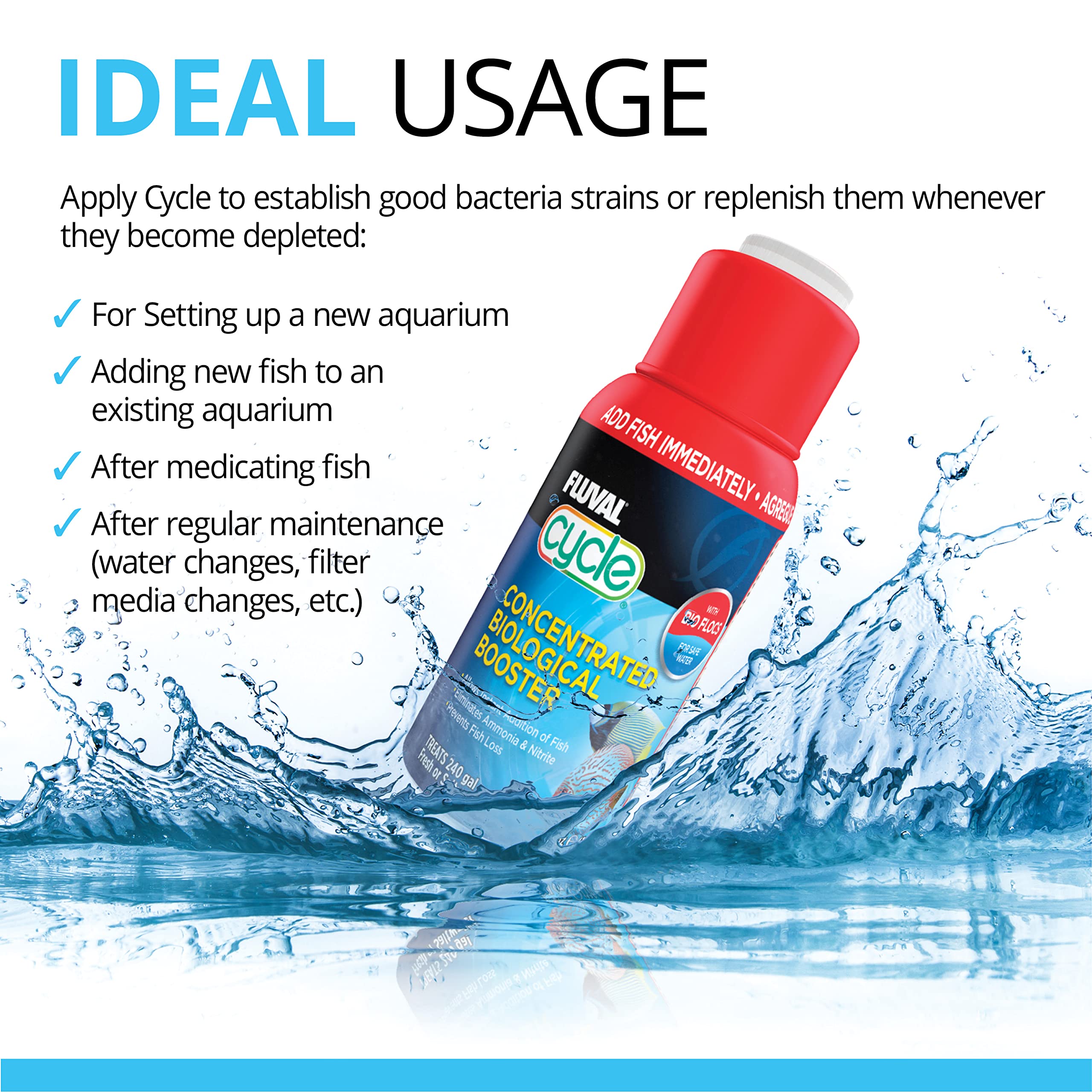 Fluval Cycle: bacterias en agua para reducir amoníaco y nitrito de forma natural.