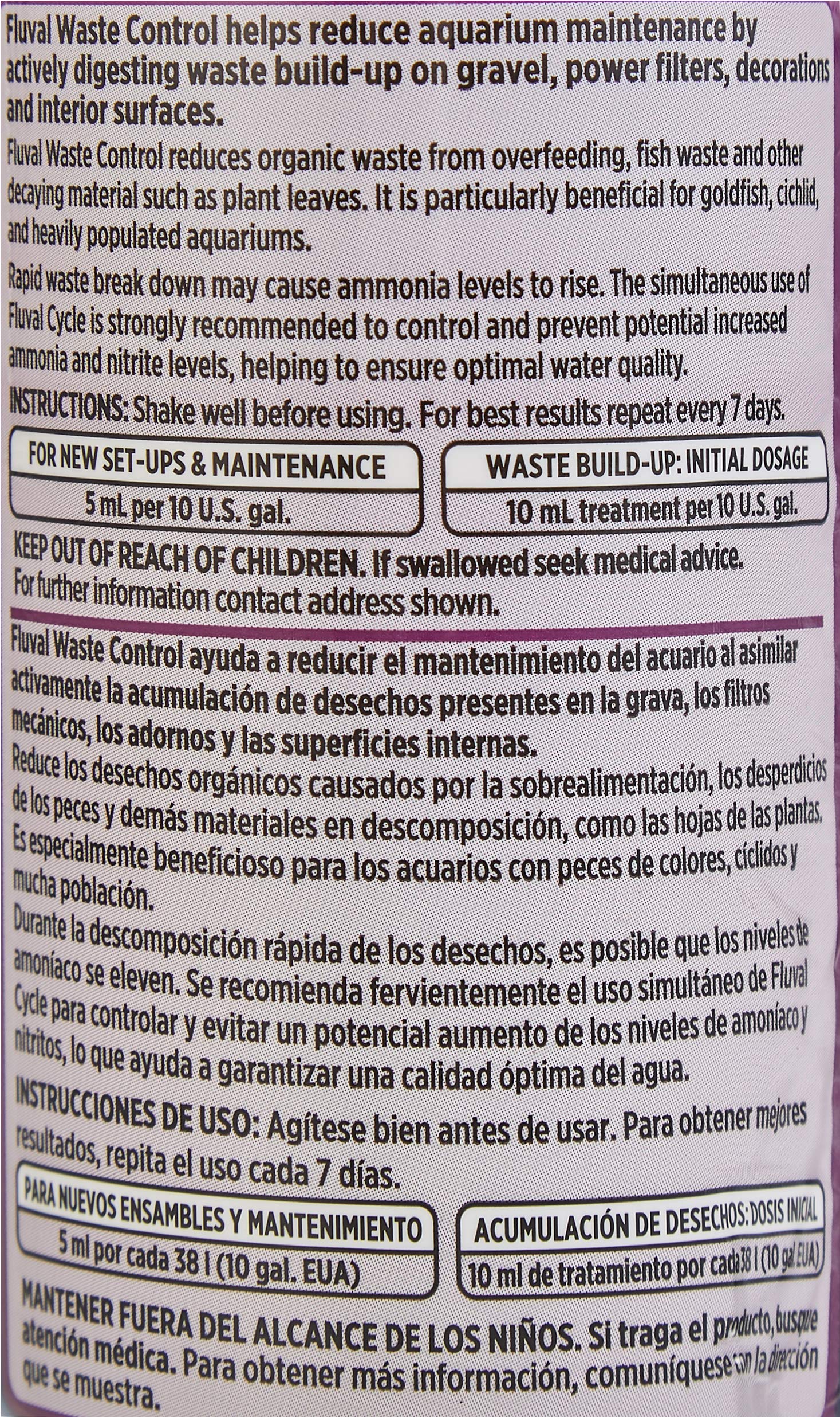 Fluval Waste Control Biological Cleaner, cuidado del acuario para agua clara y ambiente sano.