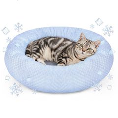 Cama Foamio Donut para perro pequeño con tejido fresco para siestas confortables