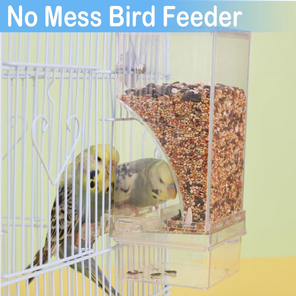 Fontsatty dispensador de alimento automático para aves, transparente y recarga fácil