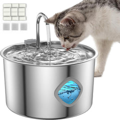 FOOPOMARY fuente para gatos en acero inoxidable, diseño higiénico y seguro