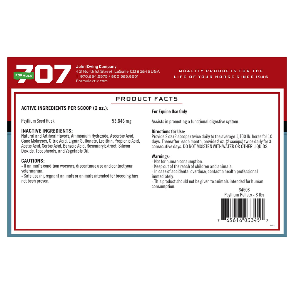 Formula 707 Psyllium Pellets: envase práctico para uso mensual y fácil manejo.