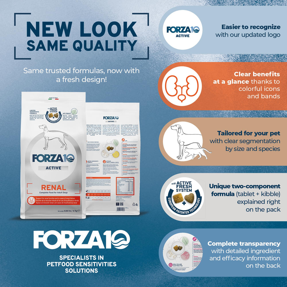 Forza10 alimento para perros con soporte renal para la dieta diaria.