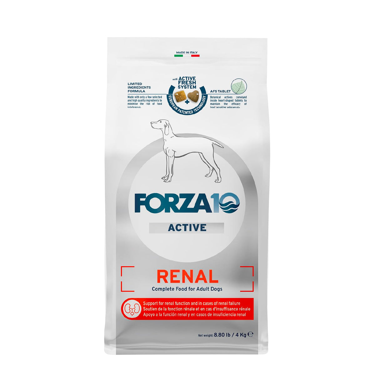 Forza10 alimento para perros con ingredientes limitados y omega-3 para una dieta suave.