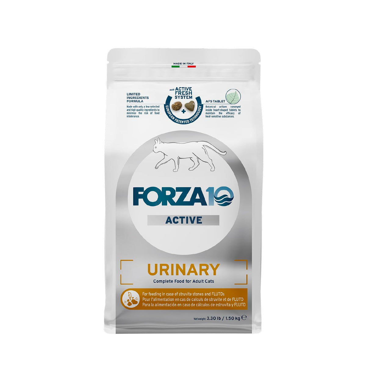 Forza10 gato: ingredientes limitados de pescado en bolsa para alimentación diaria