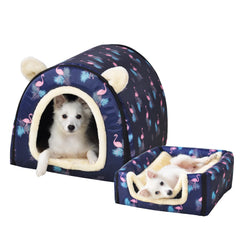 FOUIYIUTU Cama para perro XL Flamingo, vista frontal, ofrece comodidad.