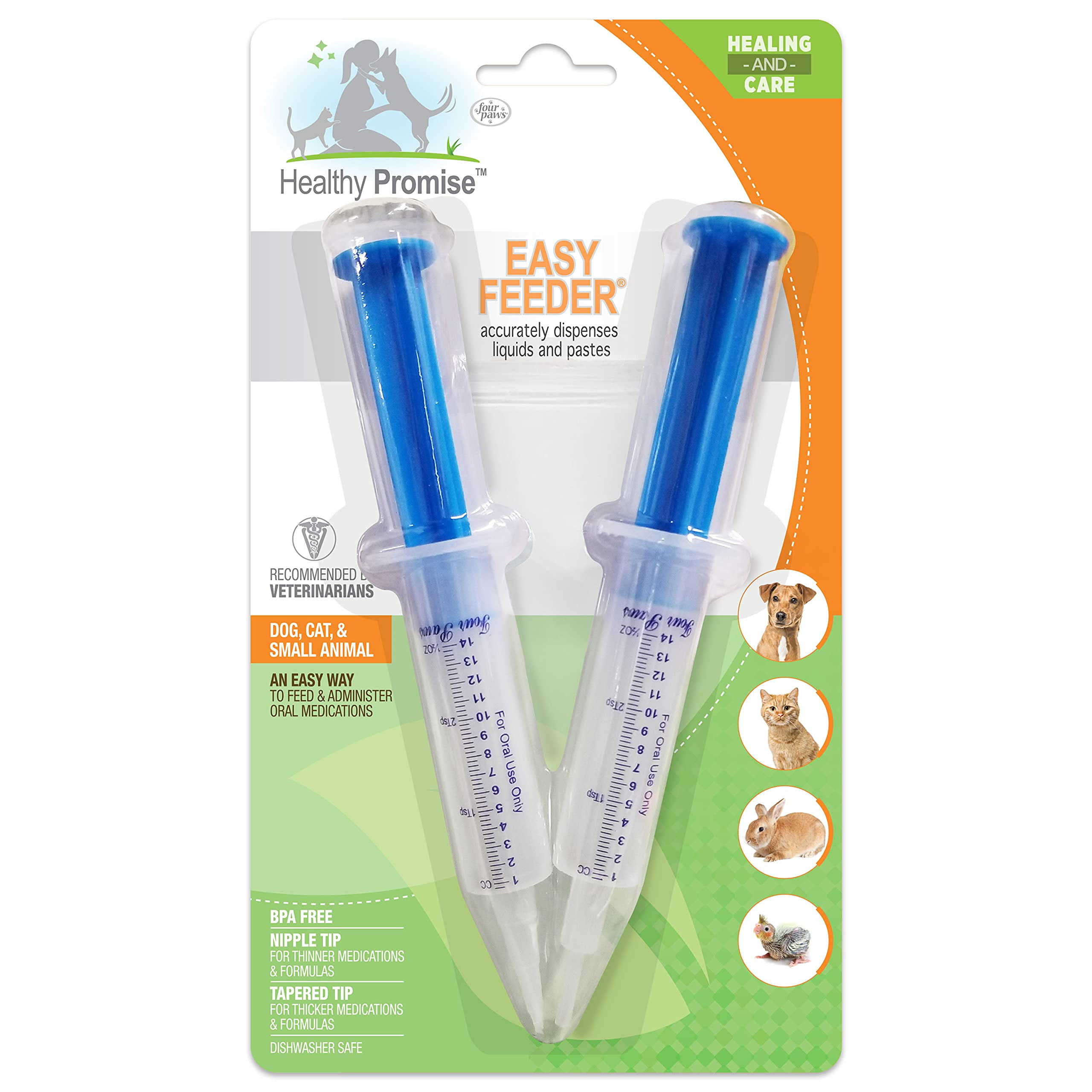 Four Paws jeringa-alimentacion-facil-frente: precisión de dosificación para medicamentos orales.