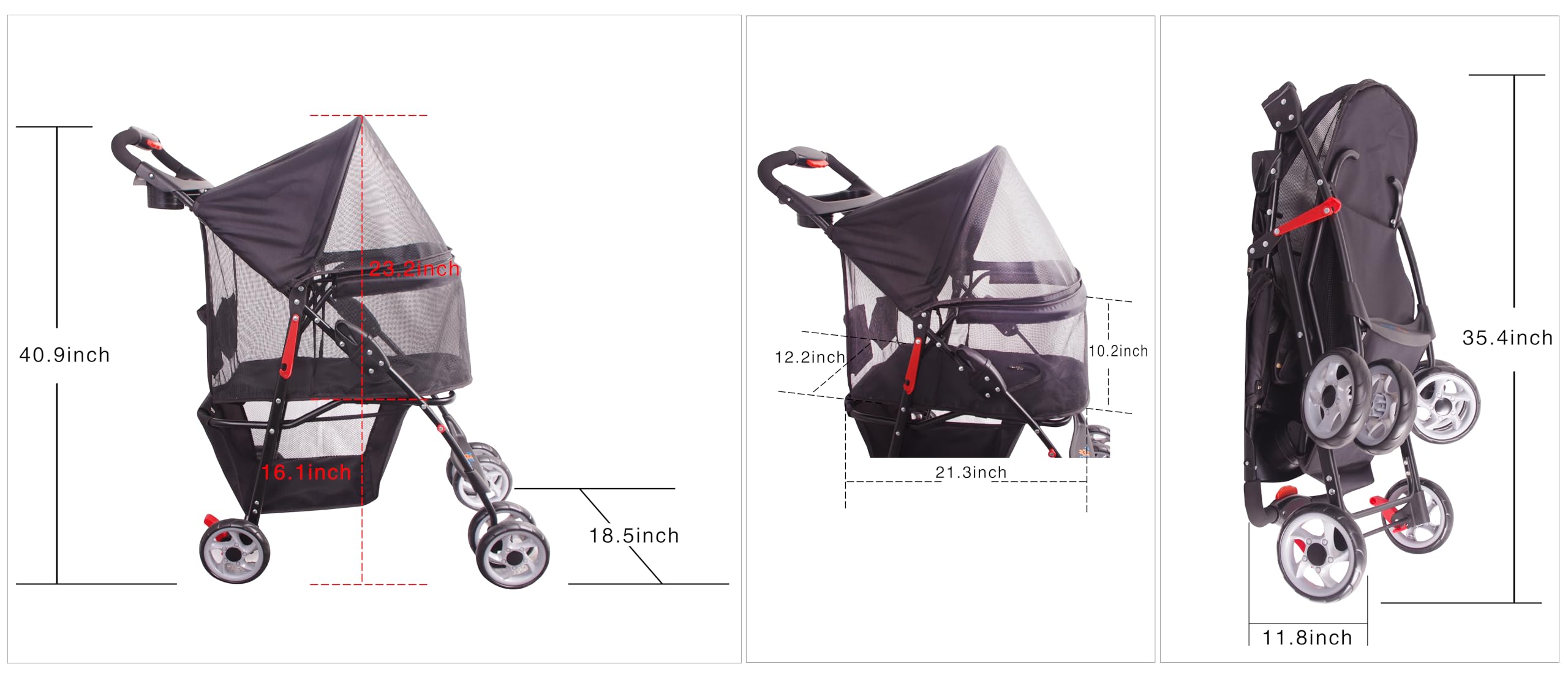 FOURPAW Carrito ruedas 360, maniobrabilidad suave para calles y parques