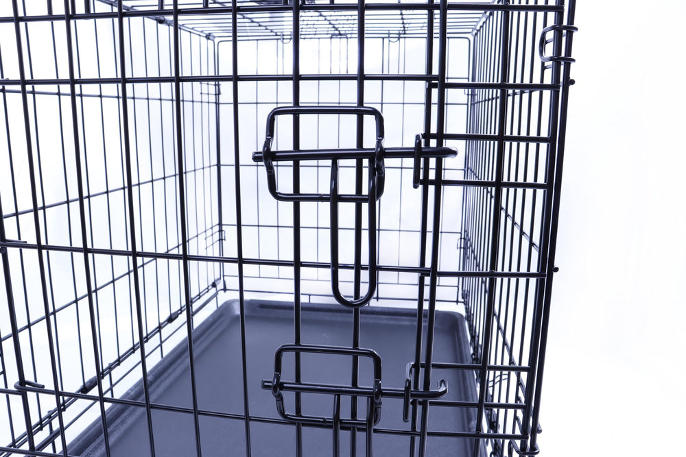 FOURPAW jaula-perro-metal-puerta-simple, acceso rápido para perros pequeños