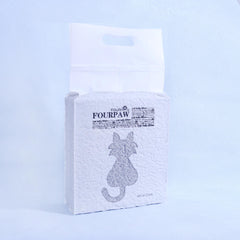 FOURPAW Tofu Cat Litter muestra grumos rápidos en pellets de 2 mm.