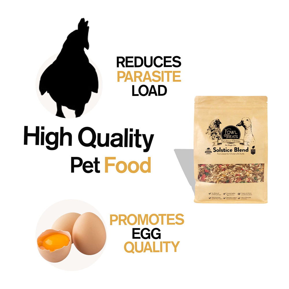 Fowl Treats Solstice, tres mezclas naturales, variedad para la alimentación avícola.