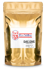 Fox Valley Fórmula Día Uno 40/25 para mapaches en envase, mezcla fácil y estable.