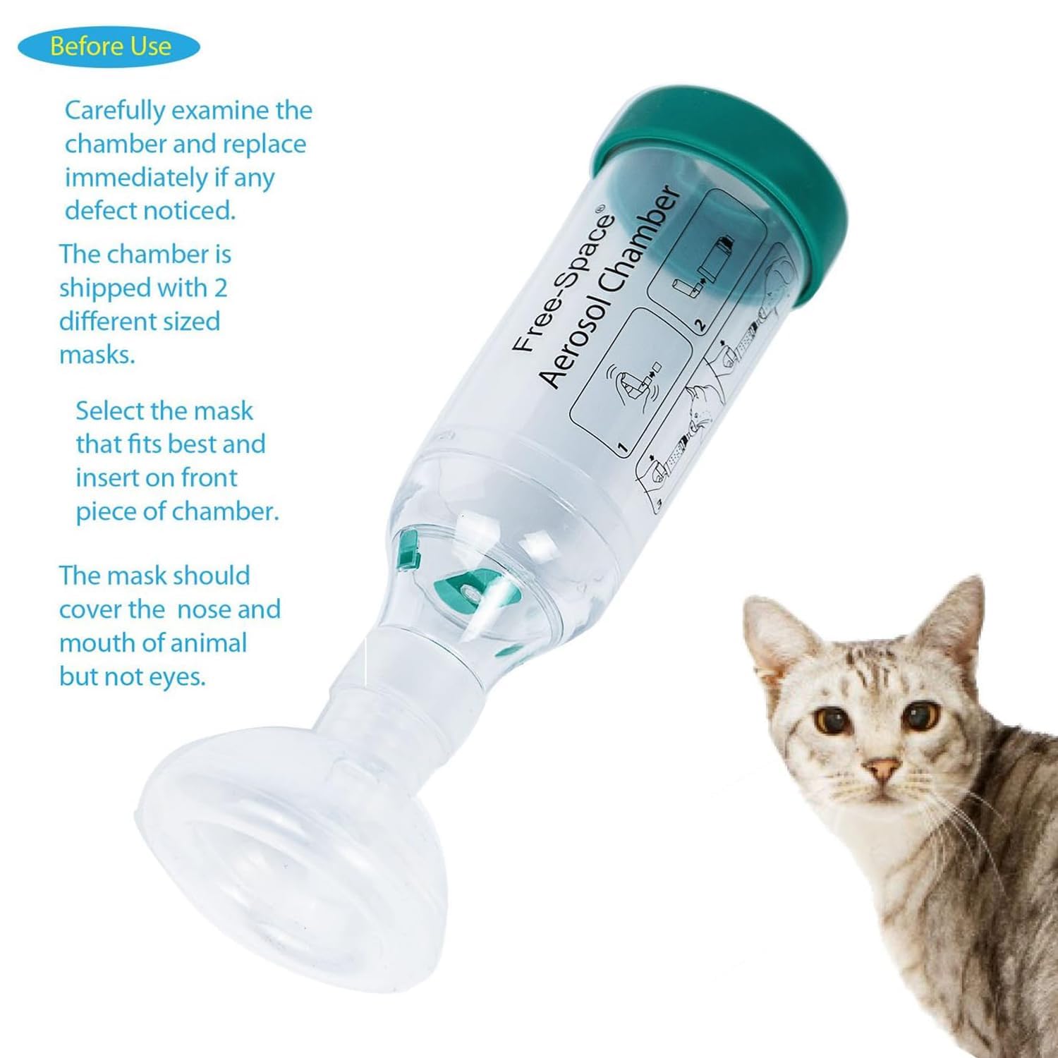 Free-space Cat Inhaler Spacer indicador de respiracion para optimizar entrega
