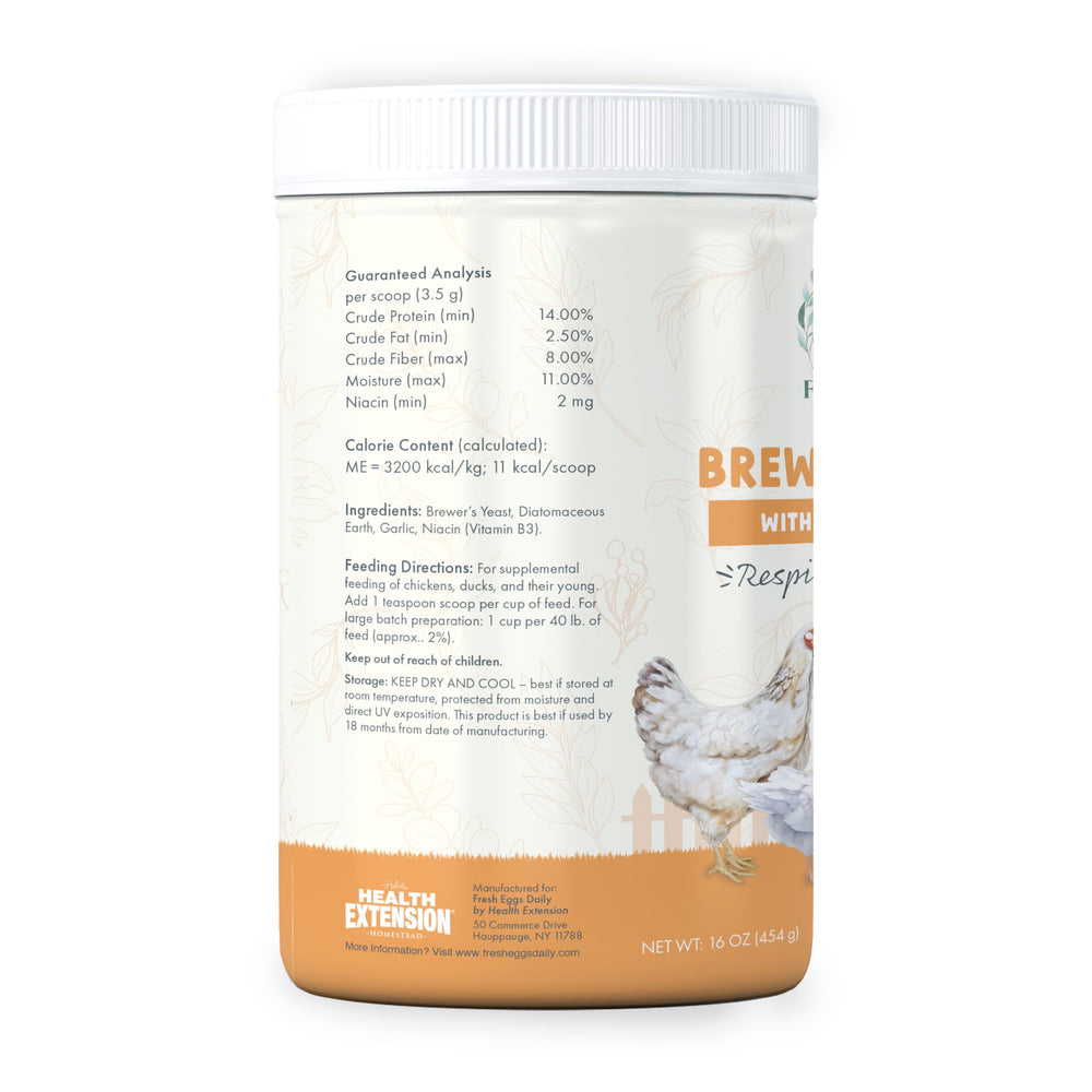 Fresh Eggs Daily añadir levadura al comedero diaria para aves.