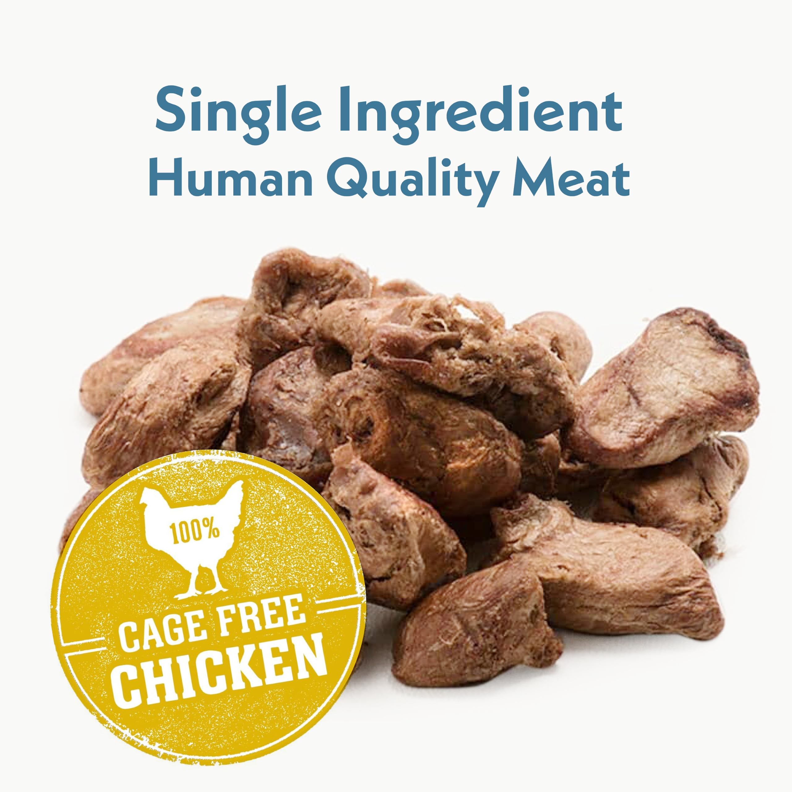 Fresh Is Best: ingrediente único, corazones de pollo deshidratados para mascotas.