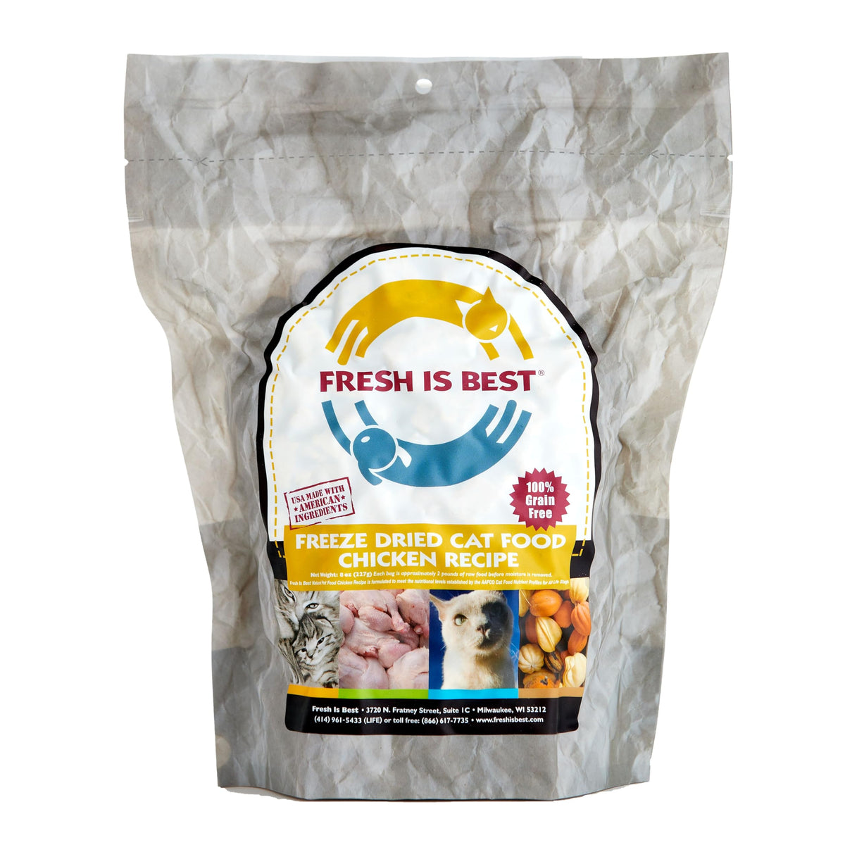 Fresh Is Best pollo liofilizado gato tazón: proteína alta para comidas densas.