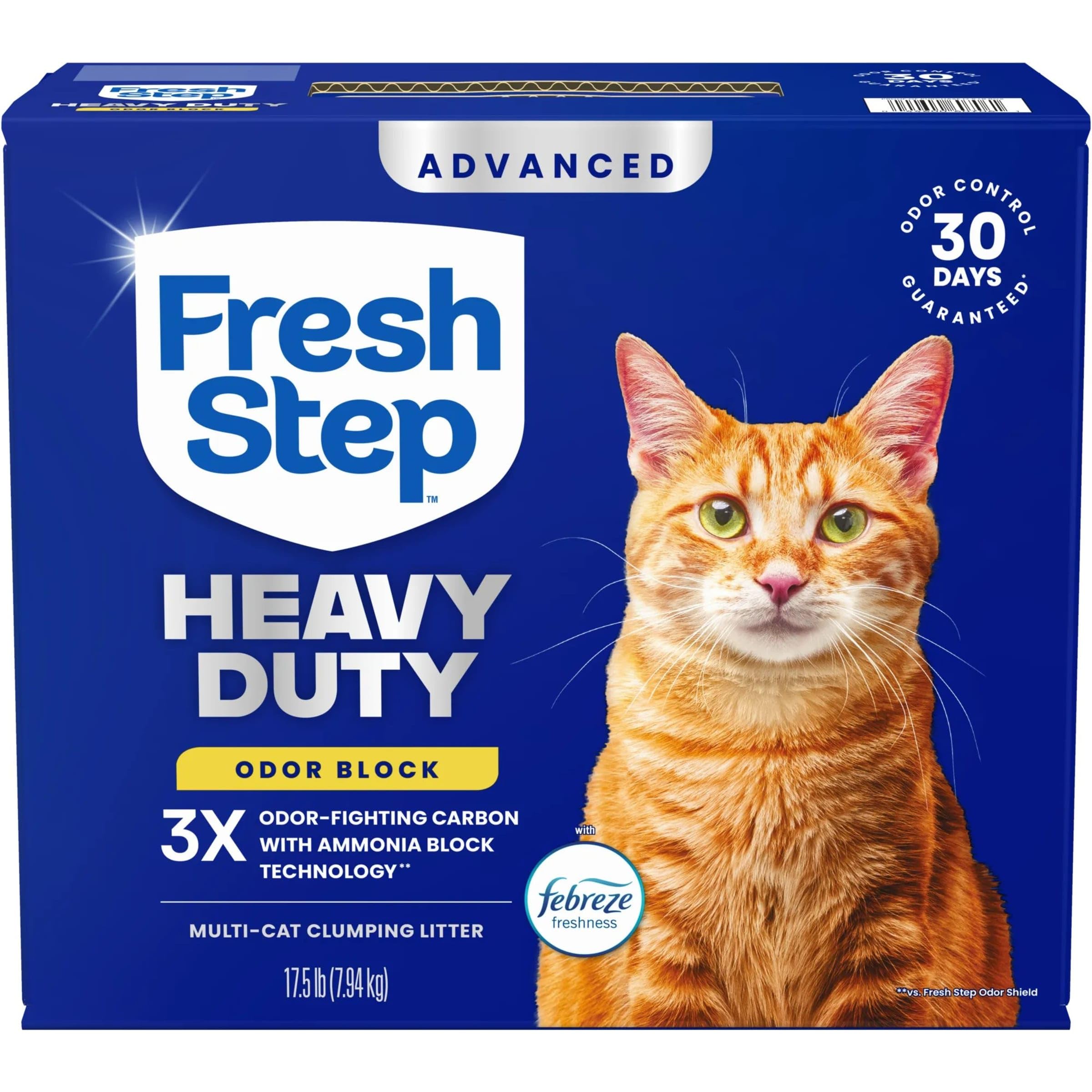 Fresh Step arena gatos uso-intenso con febreze para controlar olores en la caja