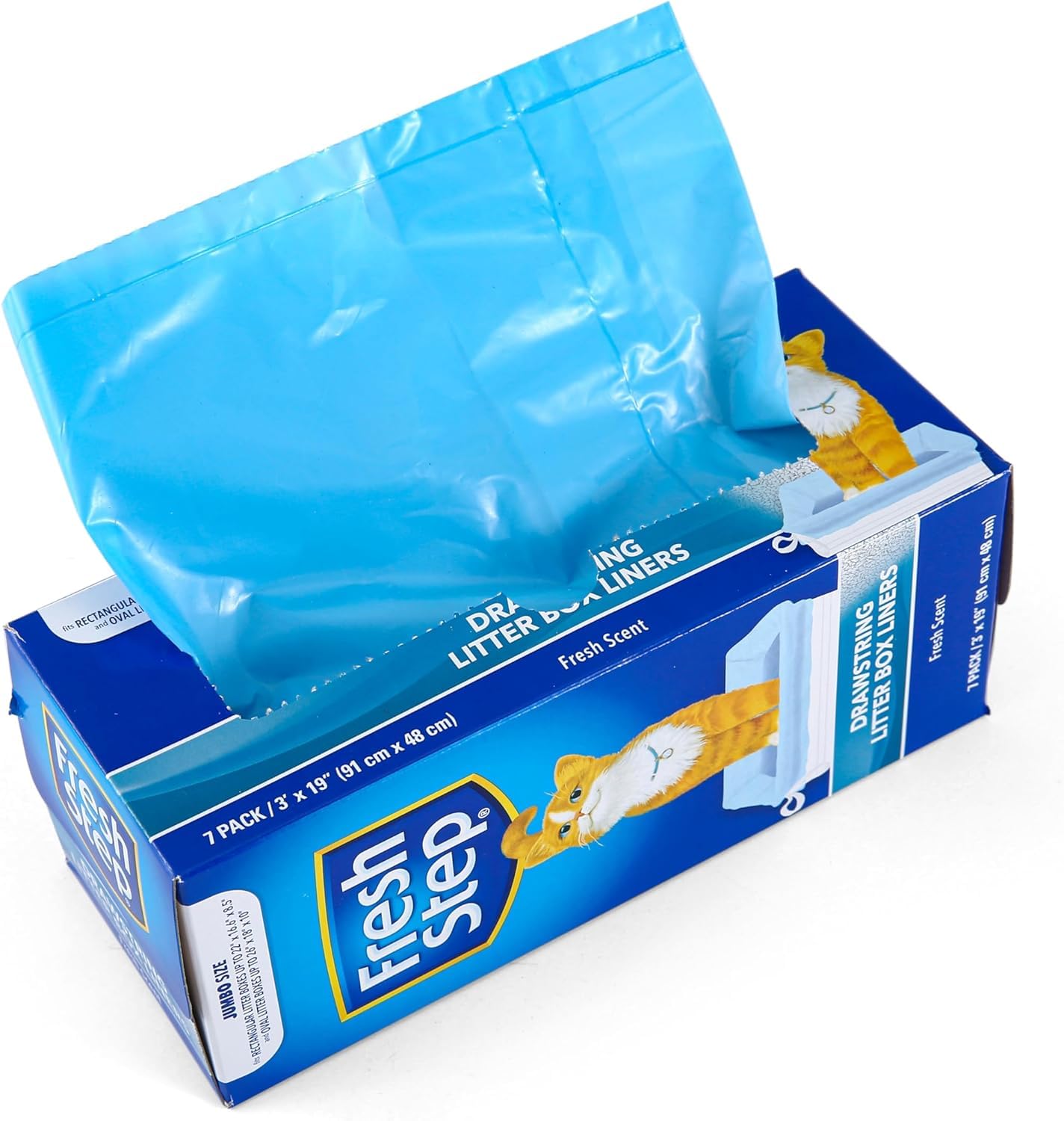Bolsas Fresh Step para arenero jumbo facilitan cambio rápido sin derrames.