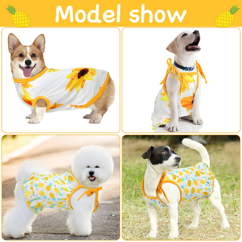 Frienda camiseta para perro con diseño girasol, color vivo y ligero.