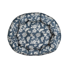 Fringe INDIENNE Azul Costero, vista frontal de la cama redonda mediana para perros.