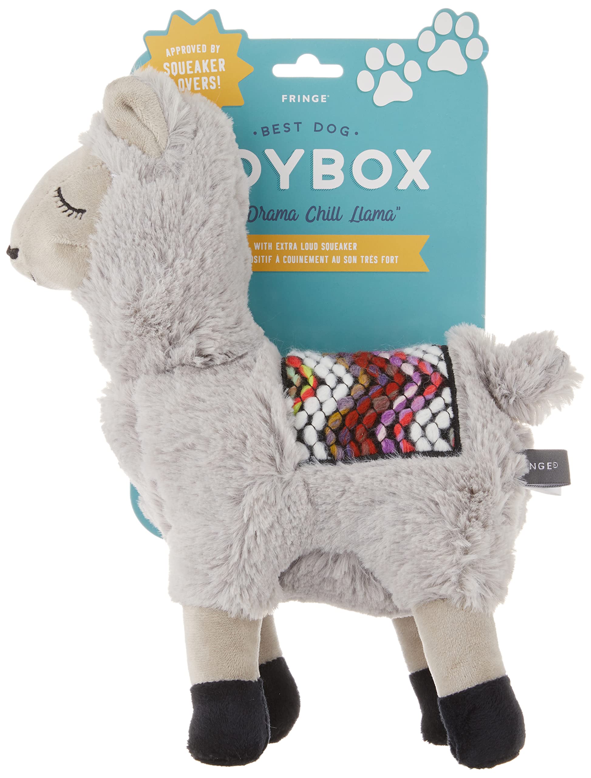 Fringe Studio perro jugando con llama chill peluche, perfecto para entretenimiento diario.