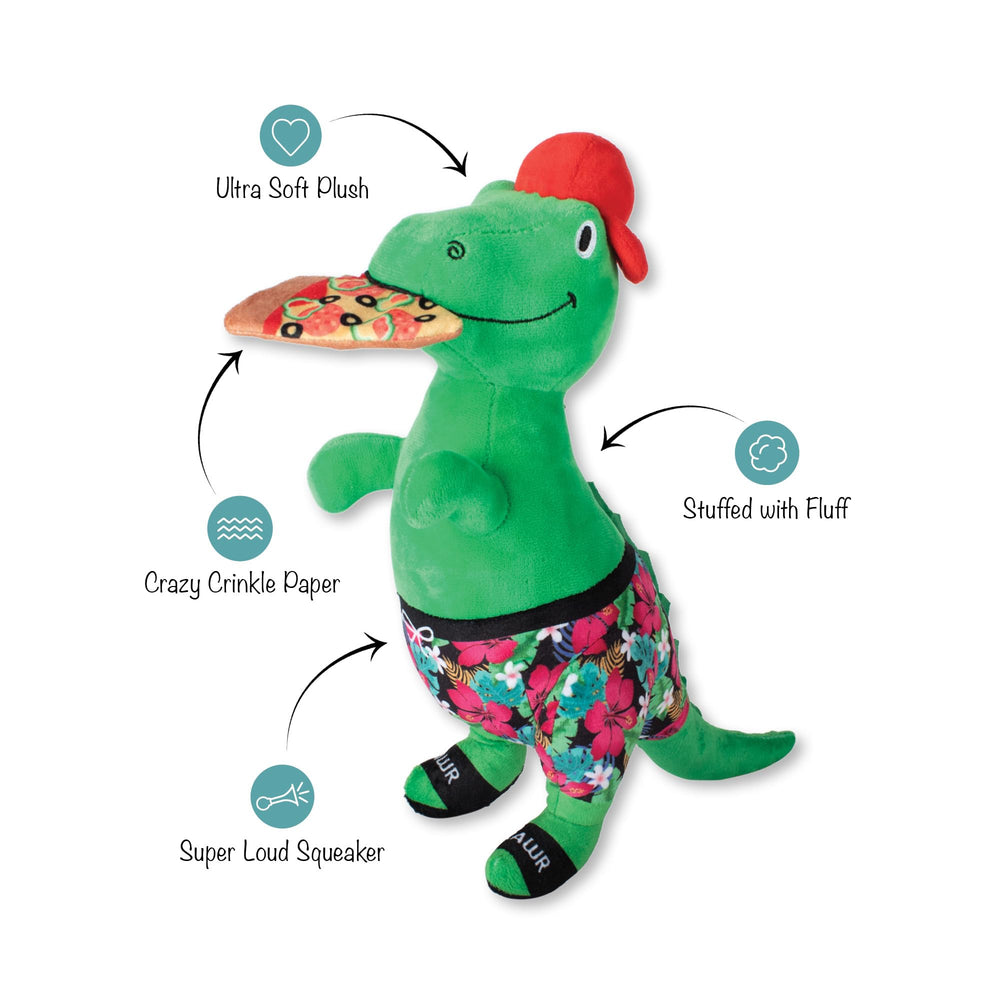 Fringe Studio Pizzasaurus Rex, juguete con papel crujiente para textura estimulante.