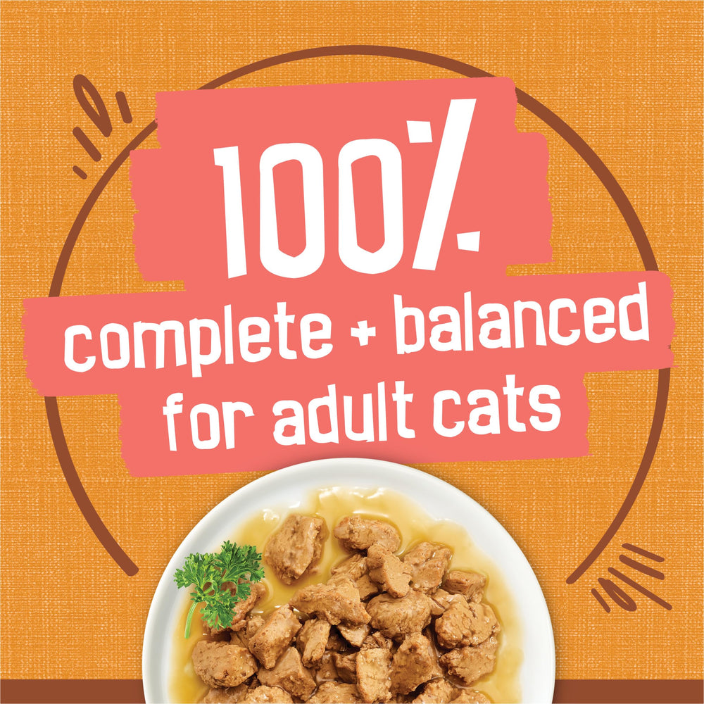 Friskies conserva lata reciclable con pollo, práctico y responsable ambiental.